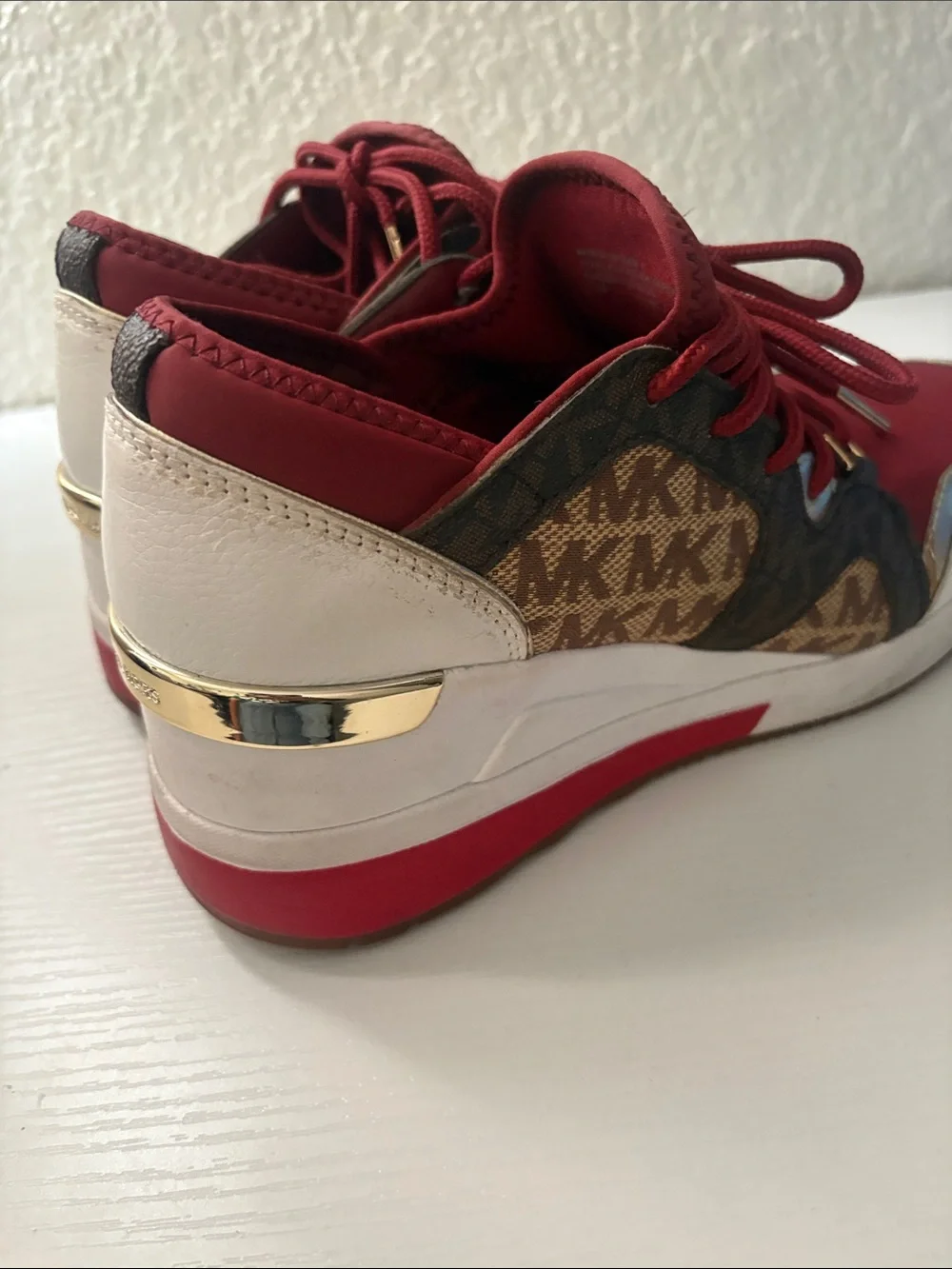 Michael Kors Kids' maroon & Gold Trainer Sneakers